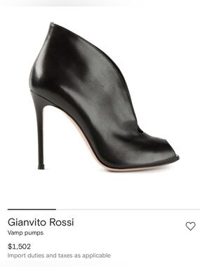 GIANVITO ROSSI Black Leather Vamp Peep-Toe Bootie Heels